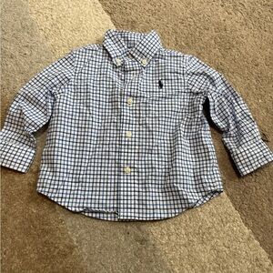 Ralph Lauren Kids Plaid Shirt - Navy and White- 9 months
